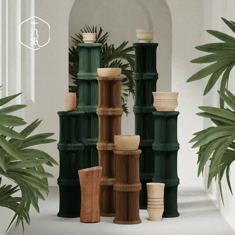 竹嶼展架 │ 風琴牛皮紙折疊家具 | ihpaper(一套兩件)