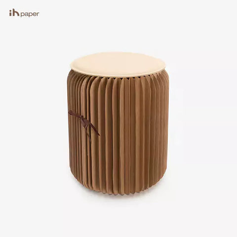 可摺疊小圓櫈 │ 風琴牛皮紙折疊家具 | ihpaper