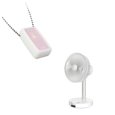 INTOPIC 高效隨身負離子空氣清淨機[粉紅色]＋BLUEFEEL Barset 4D 無線坐台風扇[白色]