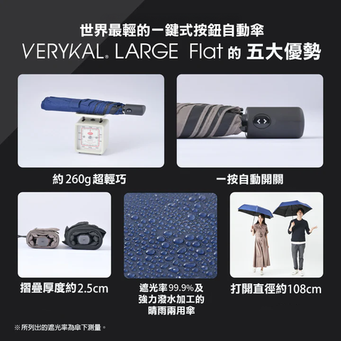 108cm全遮光加大極輕自動傘 | 日本 Amvel VERYKAL LARGE Flat - Design Chicken創意購物平台