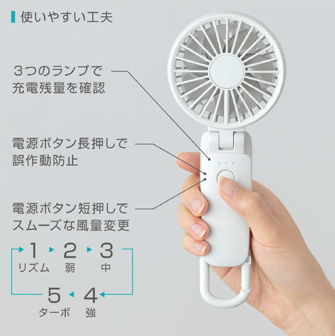 2025最新款！日本勾掛式雙扇葉摺疊手提風扇│Rhythm Silky Wind Mobile 3.2 - Design Chicken創意購物平台