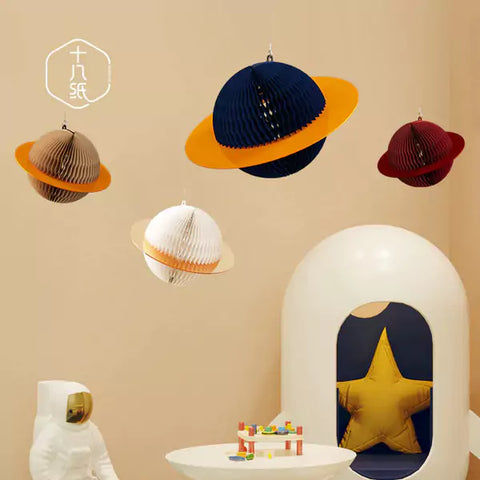 星球吊墜 │ 風琴牛皮紙折疊家具 | ihpaper（一套3件） - Design Chicken創意購物平台