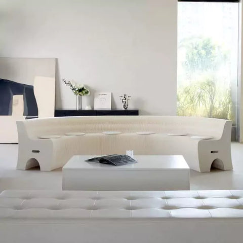 六/九人棕白沙發 │ 風琴牛皮紙折疊家具