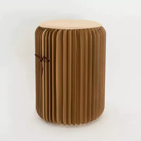 可摺疊小圓櫈 │ 風琴牛皮紙折疊家具 | ihpaper - Design Chicken創意購物平台