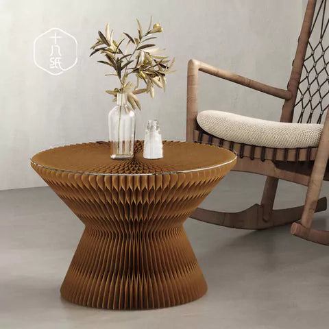 沙漏茶几 │ 風琴牛皮紙折疊家具 | ihpaper - Design Chicken創意購物平台