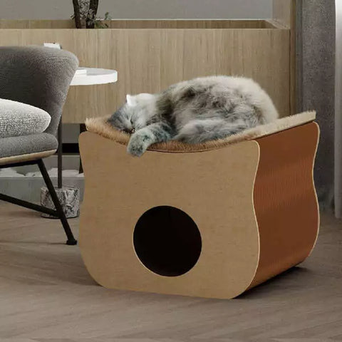 褶疊萌寵貓窩 │ 風琴牛皮紙折疊家具 | ihpaper - Design Chicken創意購物平台