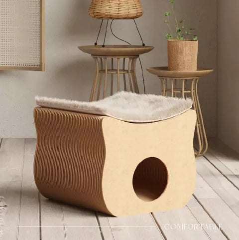 褶疊萌寵貓窩 │ 風琴牛皮紙折疊家具 | ihpaper - Design Chicken創意購物平台