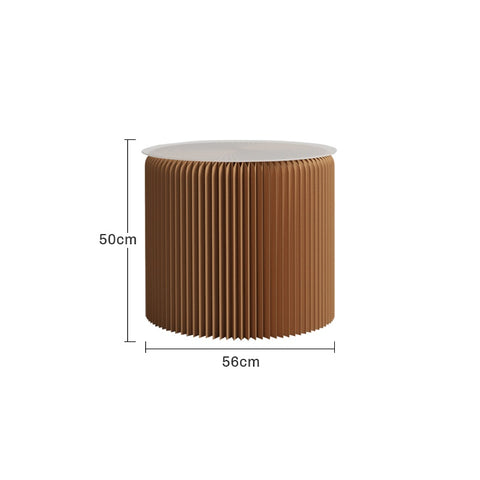 風琴圓桌 │ 風琴牛皮紙折疊家具 | ihpaper（一套兩件） - Design Chicken